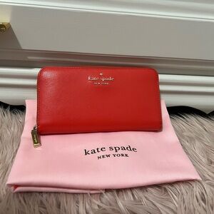 Kate Spade Sangria Orange Zip-Around Wallet